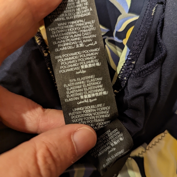 Navy Swimsuit with Yellow Lemon Print - Picture 3 of 8